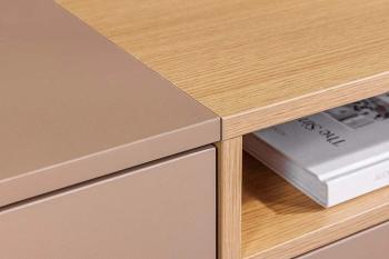 Zwevend tv-meubel beigegrijs met eiken 160 cm