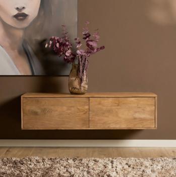 Zwevend tv meubel naturel bruin 120 cm