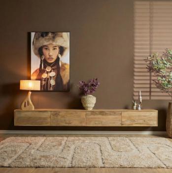 Groot zwevend tv meubel naturel bruin 240 cm