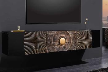 zwevend tv meubel sunset zwart mangohout 160 cm