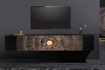 zwevend tv meubel sunset zwart mangohout 160 cm