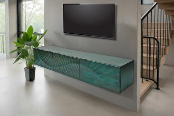 Zwevend tv dressoir turquoise mangohout 160 cm