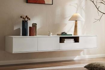 Zwevend tv-meubel wit en eiken kleur 200 cm