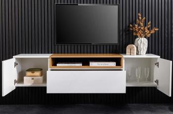 Zwevend tv-meubel wit eiken kleur 160 cm