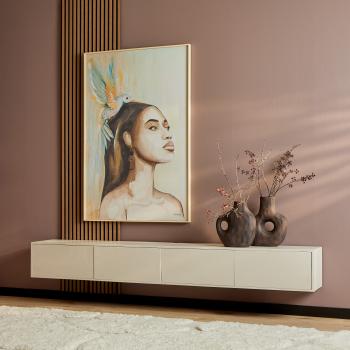 Zwevend tv meubel zand mangohout 240 cm