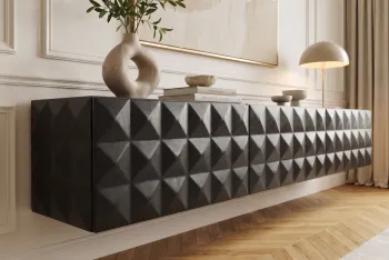 Hangend design TV meubel mangohout zwart 160 cm