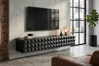 Hangend design TV meubel mangohout zwart 160 cm
