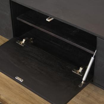 Zwevend tv meubel zwart mangohout 240 cm