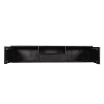 Zwevend tv meubel zwart mangohout visgraat 160 cm