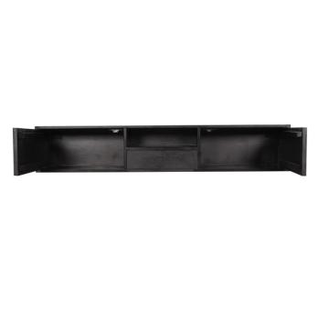 Zwevend tv meubel zwart mangohout visgraat 180 cm