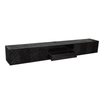 Zwevend tv meubel zwart mangohout visgraat 280 cm
