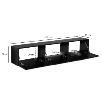 Zwevend tv meubel zwart marmerlook 160 cm