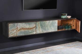 hangend tv meubel zwart natuursteen 160 cm