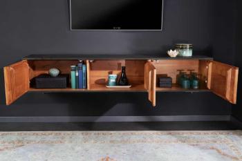 hangend tv meubel zwart natuursteen 160 cm