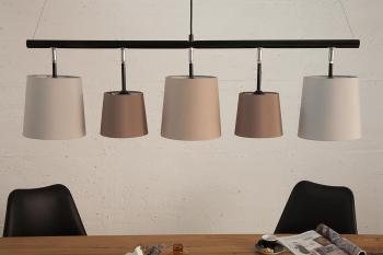 Hanglamp met bruine en beige kappen 100 cm