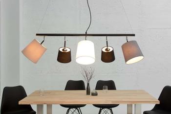 Hanglamp met 5 lampenkappen 100 cm