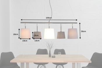 Hanglamp met 5 lampenkappen 100 cm