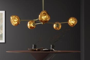 Design hanglamp goud glas metaal 5-delig