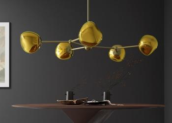 Design hanglamp goud glas metaal 5-delig