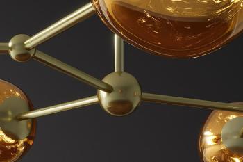 Design hanglamp goud glas metaal 5-delig