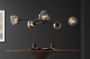 Design hanglamp rookglas metaal 5-delig