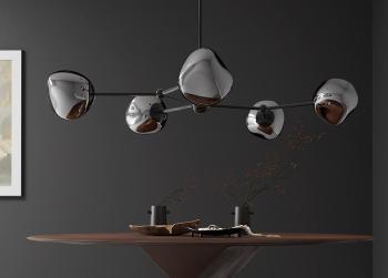 Design hanglamp rookglas metaal 5-delig