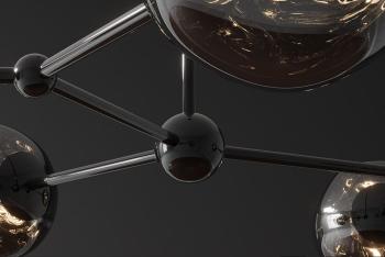 Design hanglamp rookglas metaal 5-delig