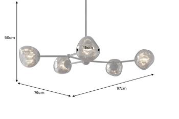 Design hanglamp rookglas metaal 5-delig