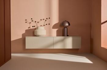 Hangend wandmeubel beige MDF met laden 160 cm