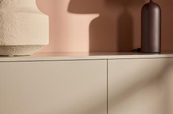 Hangend wandmeubel beige MDF met laden 160 cm