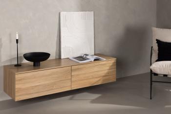 Hangend wandmeubel eiken MDF met laden 160 cm