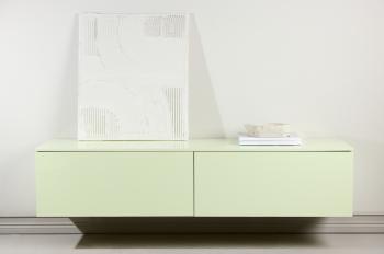 Hangend wandmeubel lichtgroen MDF met laden 160 cm