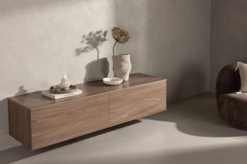 Hangend wandmeubel walnoot MDF met laden 160 cm