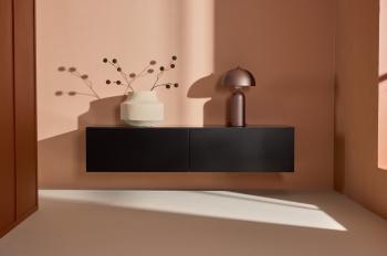 Hangend wandmeubel zwart MDF met laden 160 cm