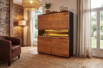 Highboard kast acaciahout met verlichting