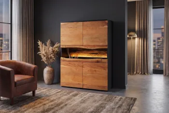Highboard kast acaciahout met verlichting