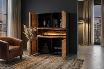 Highboard kast acaciahout met verlichting