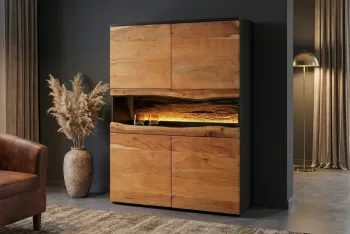 Highboard kast acaciahout met verlichting
