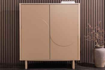 Highboard wandkast beige met travertin bovenblad 131cm