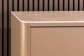 Highboard wandkast beige met travertin bovenblad 131cm