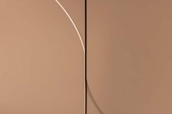 Highboard wandkast beige met travertin bovenblad 131cm