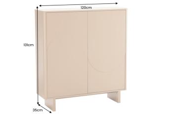 Highboard wandkast beige met travertin bovenblad 131cm