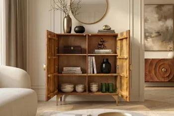 Highboard kast 120 cm bruin mangohout