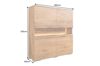 highboard wandkast mangohout  met LED verlichting 100x120 cm