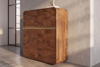 Highboard kast mangohout donkerbruin gouden accent 120 cm