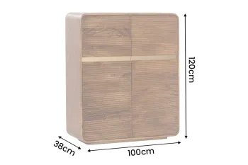 Highboard kast mangohout donkerbruin gouden accent 120 cm
