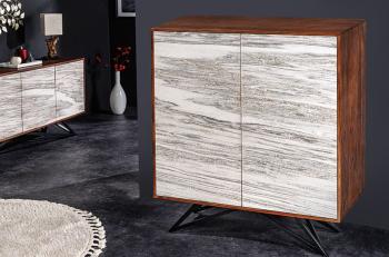 design highboard acaciahout met wit natuursteen