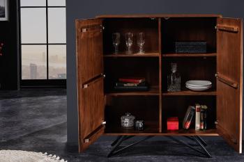 design highboard acaciahout met wit natuursteen