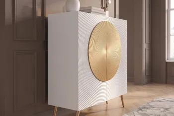 Highboard wit mangohout gouden accenten 120 cm
