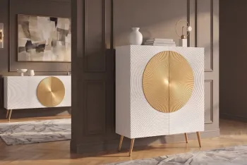 Highboard wit mangohout gouden accenten 120 cm